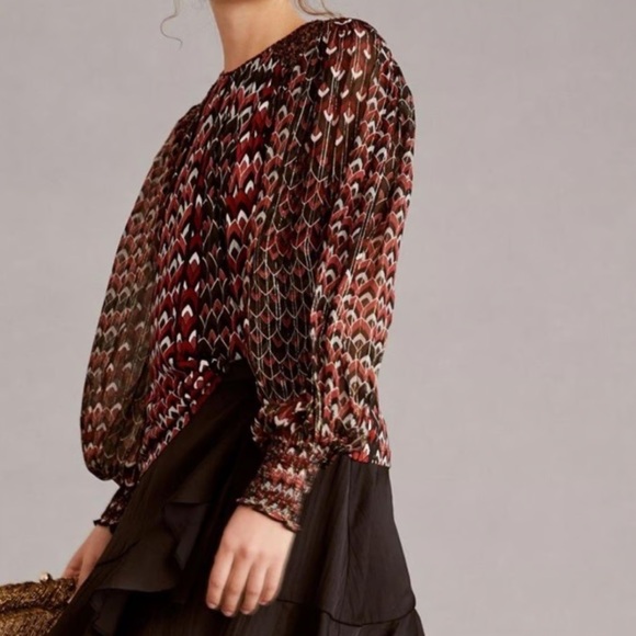 Anthropologie NWT Blank London Sequin Shoulder  Bishop Sleeve blouse size M. - Picture 4 of 8